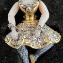 French Leroy et Fils Diamond Enameled Gold and Porcelain Ballerina Dancer Pendant Necklace