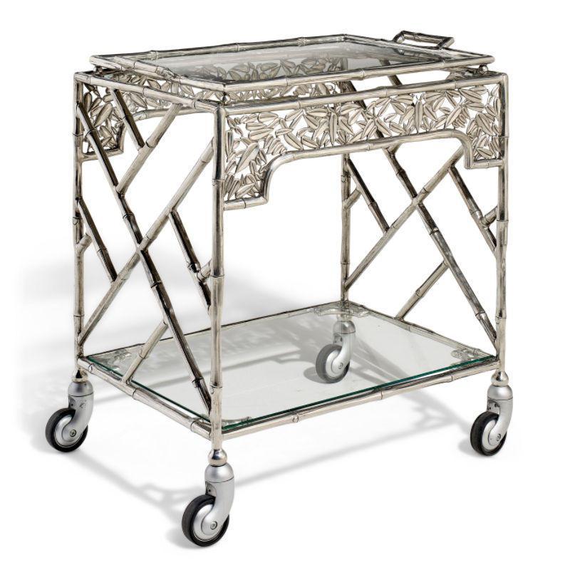 Vintage Italian Silver Plated Bar Cart / Drinks Trolley