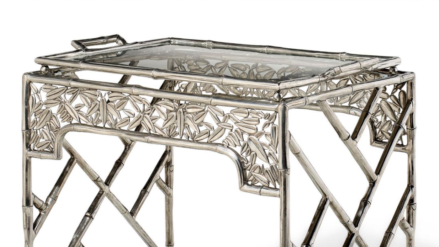 Vintage Italian Silver Plated Bar Cart / Drinks Trolley