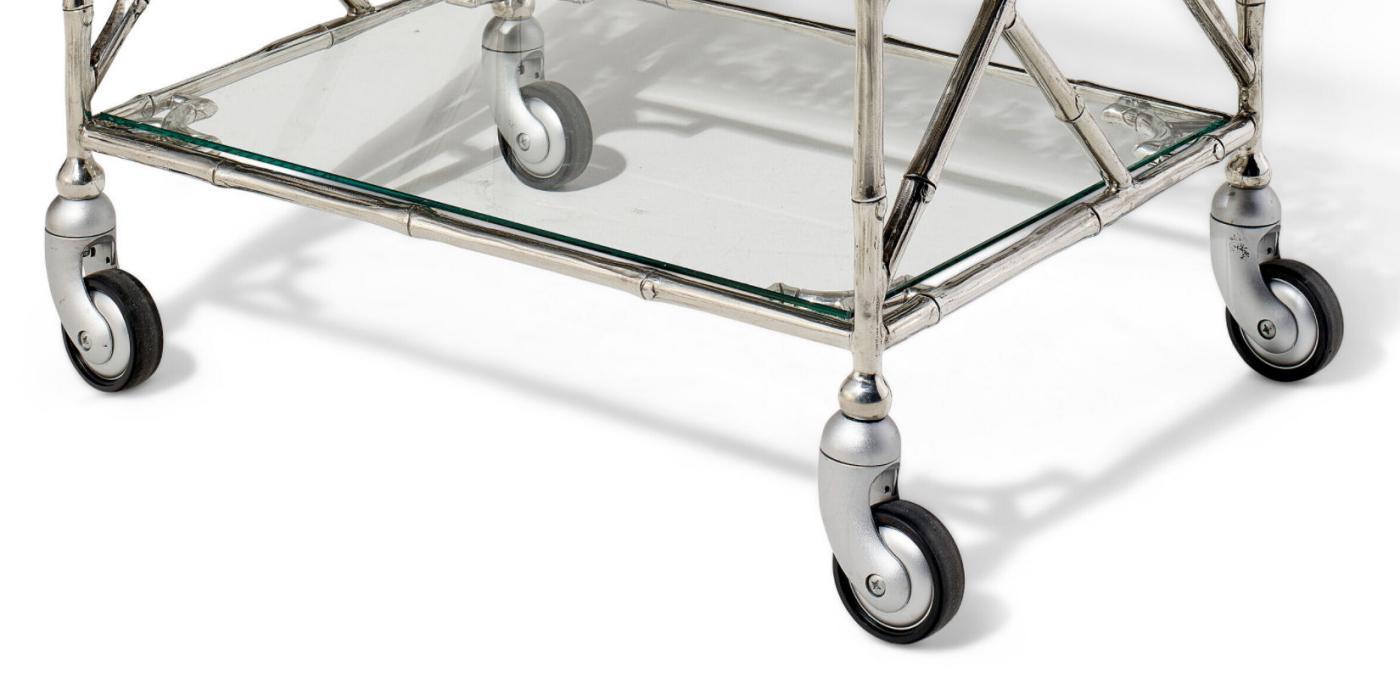 Vintage Italian Silver Plated Bar Cart / Drinks Trolley