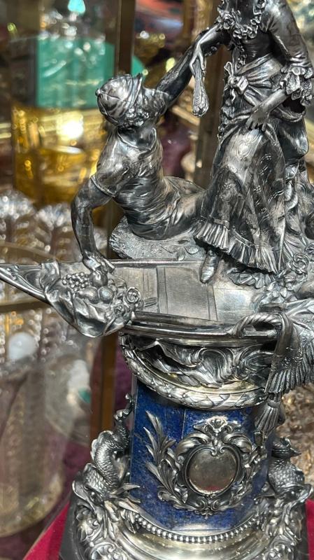 Josef Carl Klinkosch (1822-1888) Austrian Sculpture in Silver, Lapis Lazuli and Marble