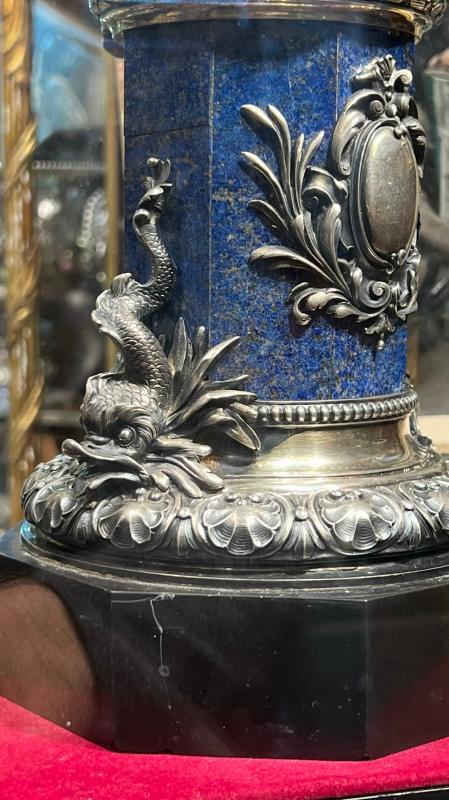 Josef Carl Klinkosch (1822-1888) Austrian Sculpture in Silver, Lapis Lazuli and Marble