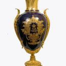 Pair Antique Sevres Style Ormolu Bronze Mounted Urns