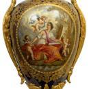 Pair Antique Sevres Style Ormolu Bronze Mounted Urns