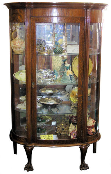 Antique Victorian Oak Vitrine China Cabinet