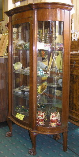 Antique Victorian Oak Vitrine China Cabinet