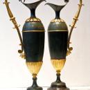 Pair Antique French Empire Patinated & Gilt Bronze Ewers Urns in Manner of Andre-Antoine Ravrio