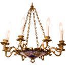 French Neoclassical Sevres Style Porcelain & Bronze 8-Candle Chandelier