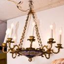 French Neoclassical Sevres Style Porcelain & Bronze 8-Candle Chandelier