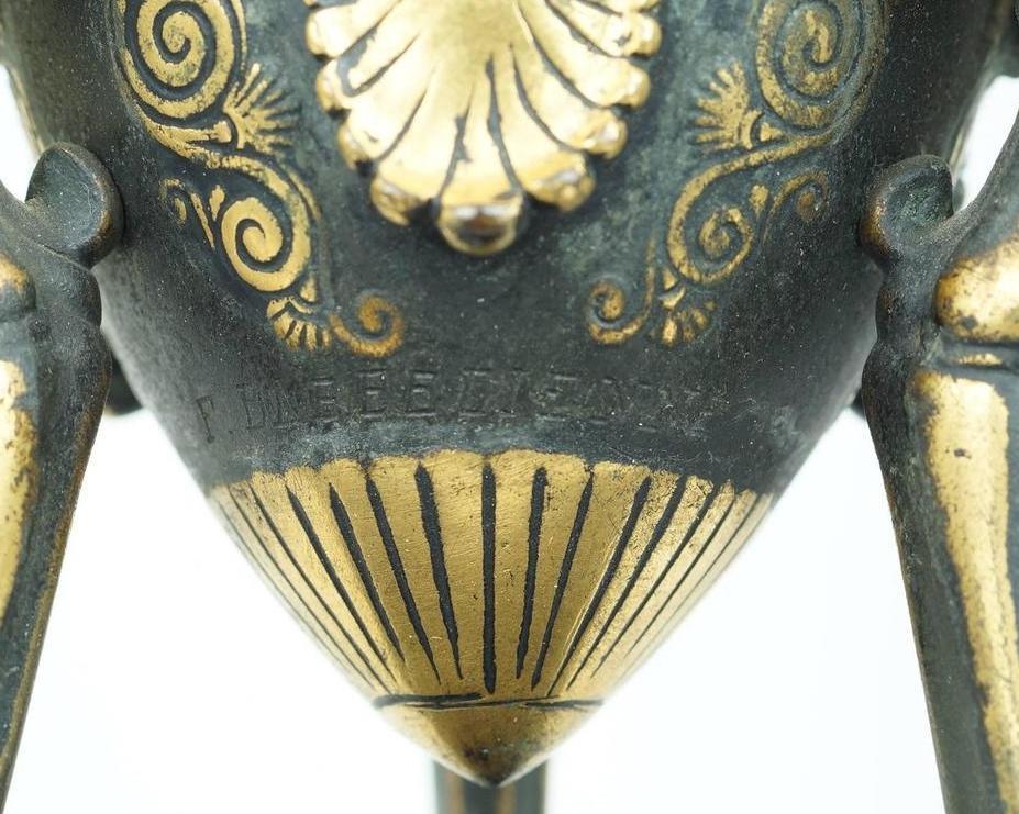 Pair French Neo-Grecian Greek Revival Bronze Amphora Vases After Ferdinand Levillain