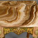 Antique Champleve Enamel Brown Onyx Side Table in Orientalist Style