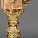 Antique Champleve Enamel Brown Onyx Side Table in Orientalist Style