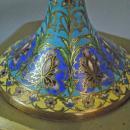 Pair Vintage French Champleve Enamel Bronze Table Lamps