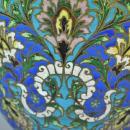 Pair Vintage French Champleve Enamel Bronze Table Lamps