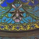 Pair Vintage French Champleve Enamel Bronze Table Lamps