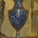 Pair Vintage French Champleve Enamel Bronze Table Lamps