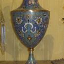 Pair Vintage French Champleve Enamel Bronze Table Lamps