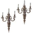 Pair Silvered Bronze Neoclassical Four-Candle Sconces