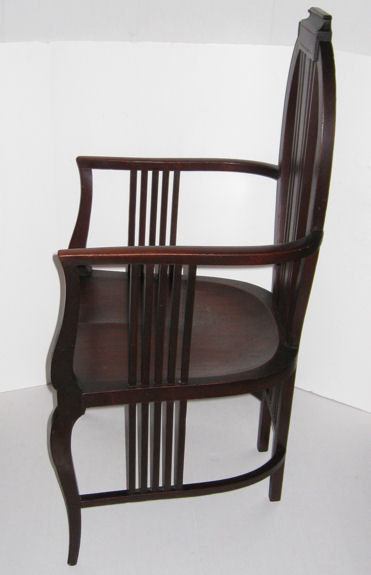 British or Austrian Arts & Crafts Mahogany Armchair