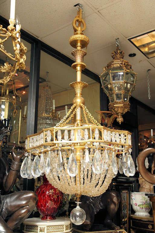 Monumental Bronze and Crystal 12-Light Chandelier -- 70 x 32 inches