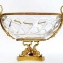 Crystal Freres Lead Crystal Gilt Bronze Centerpiece Bowl in Louis XVI Style