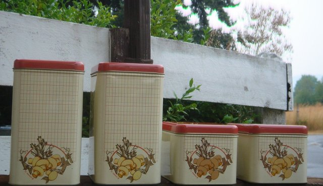 Vintage 1970's Canister Set _made of metal__U.S.A. __ in Beautiful Clean Condition_ makes a great gift