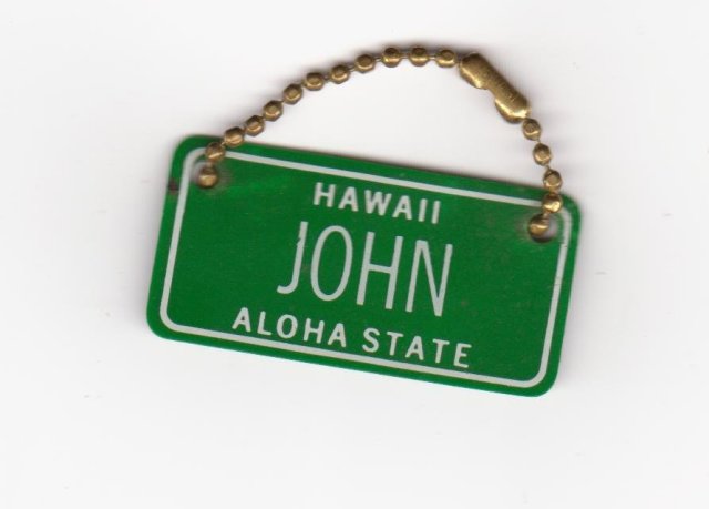 Automobiles / Cars __LOT of 10 Vintage WAR AMPS Miniature License   Plate  KEY Tags _ONE LOT  of TEN_ 1960' s-80's  PLUS ONE TAG Hawaii JOHN Aloha State with brass chain 