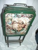 Antique Trays And Stand  Winter Theme