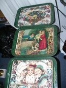 Antique Trays And Stand  Winter Theme