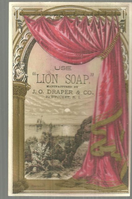 Victorian Trade Card for Lion Soap J. O. Draper & Co. Pawtucket, Rhode Island