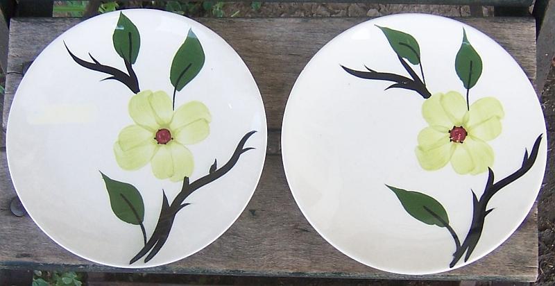 Dogwood Pattern Skyline Shape Small Plates Blue Ridge Southern Pottery Lot Two