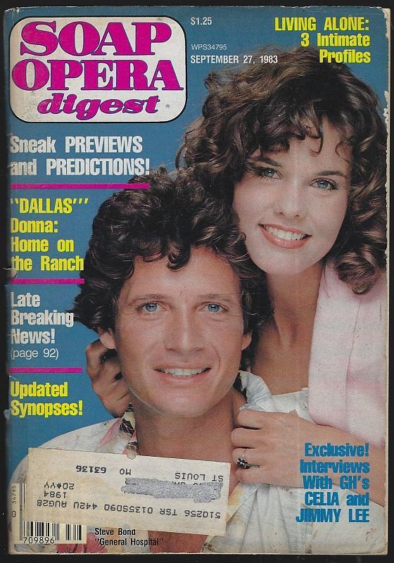 Soap Opera Digest Magazine September 27, 1983  Sherilyn Wolter and Steve Bond GH