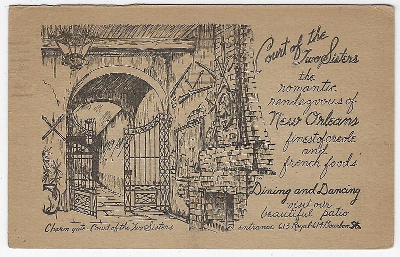 Charm Gate Court of Two Sisters Restaurant New Orleans Louisiana 1950 Postcard