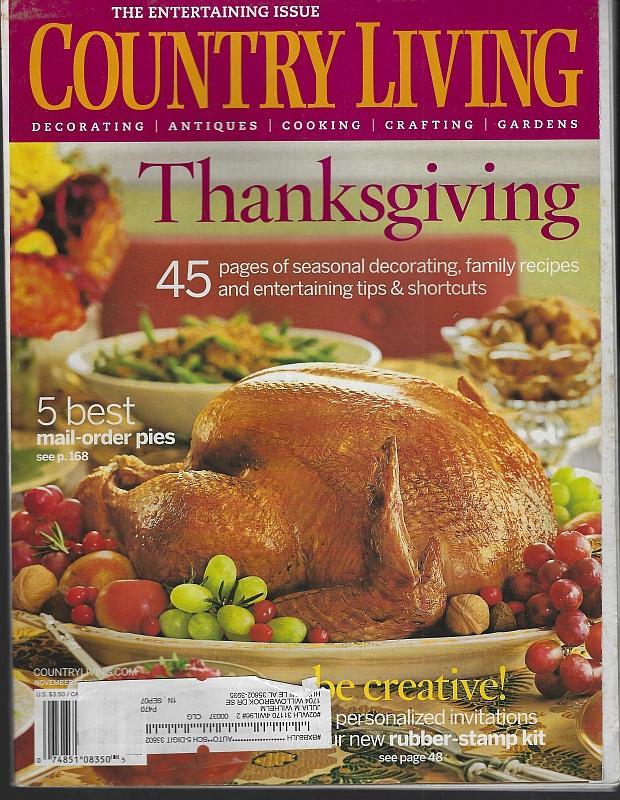 Country Living Magazine November 2006 Thanksgiving Texas Portraits Family Tables