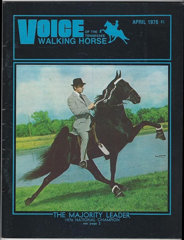 Voice of the Tennessee Walking Horse Magazine April 1976 Majority Leader Cover