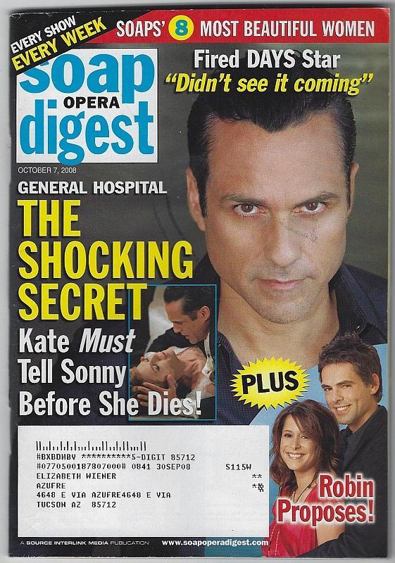 Soap Opera Digest October 7, 2008 Katherine Kelly Lang Ethan Rains GH AMC