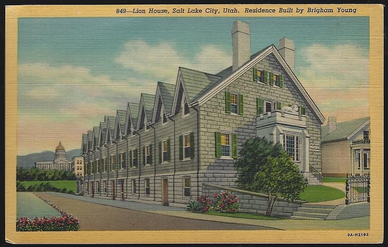 Lion House Residence Brigham Young Salt Lake City Utah Vintage Unused Postcard
