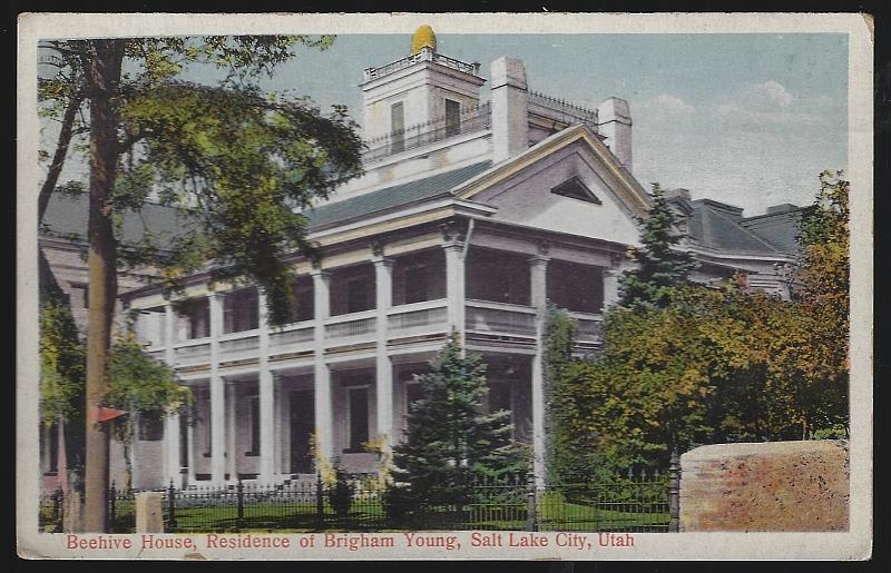 Bee Hive House Residence Brigham Young Salt Lake City Utah Vintage Postcard