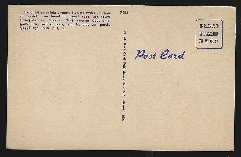 Ozark Mountain Stream Vintage Unused Postcard