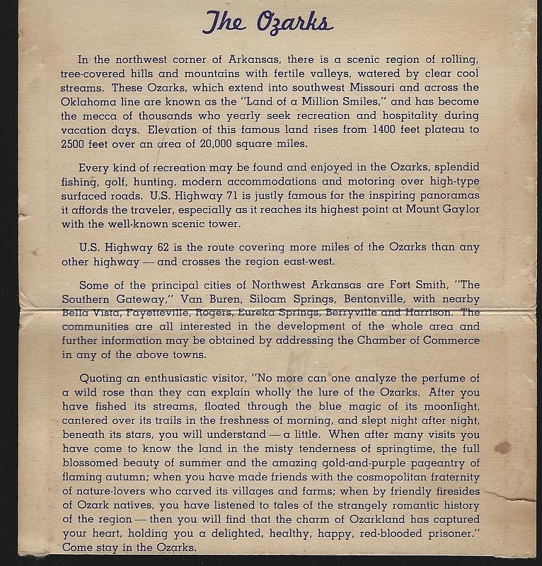 Arkansas Ozarks the Land of a Million Smiles Vintage Souvenir Postcard Folder