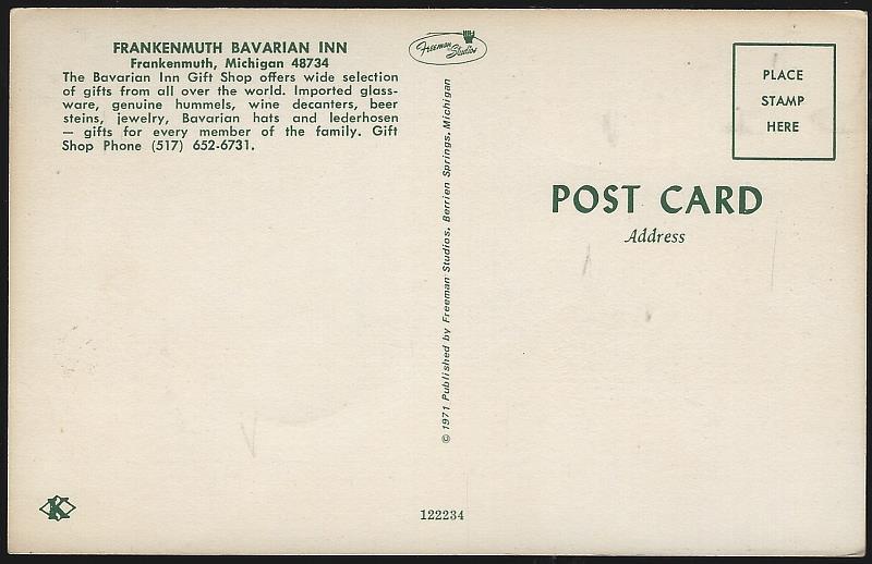 Frankenmuth Bavarian Inn Gift Shop Frankenmuth, Michigan Vintage Unused Postcard