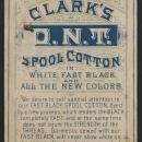 Victorian Trade Card for Clark's Fast Black Spool Cotton with Boy Sewing Pants