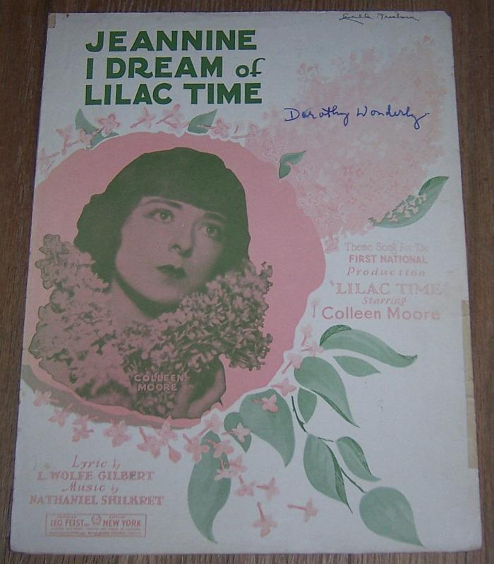 Jeannine I Dream of Lilac Time Starring Colleen Moore 1928 Movie Sheet Music