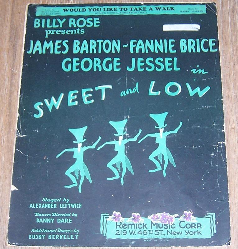 Would You Like to Take a Walk Sweet Low Fannie Brice Theater Sheet Music 1930
