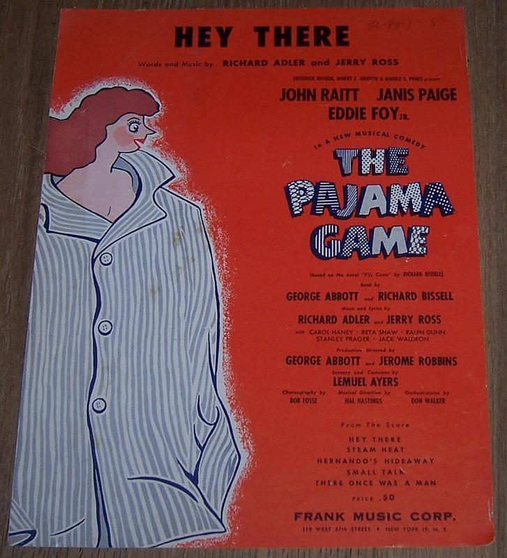 Hey There From The Pajama Game Starring John Raitt, Janis Paige 1954 Theater Sheet Music