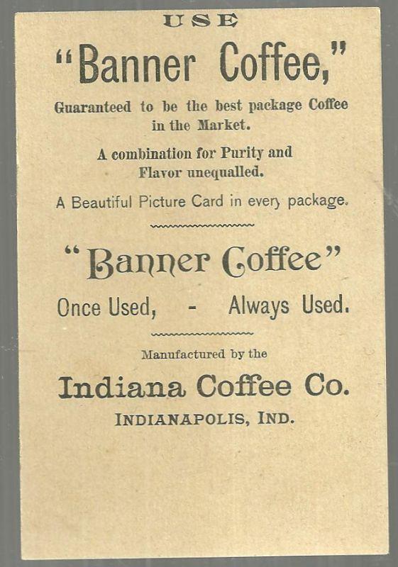 Victorian Trade Card for Banner Coffee With Lovely Girl at Garden Gate