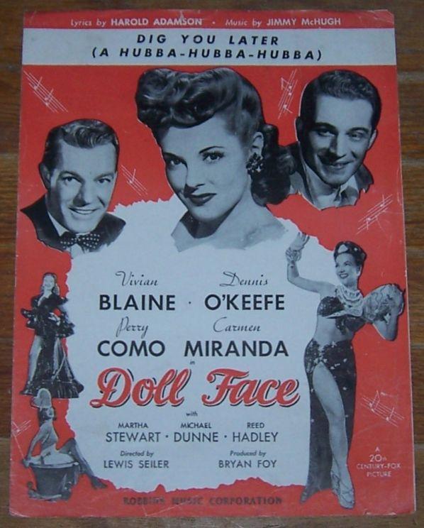 Dig You Later (a Hubba-Hubba-Hubba) From  Doll Face 1945 Sheet Music