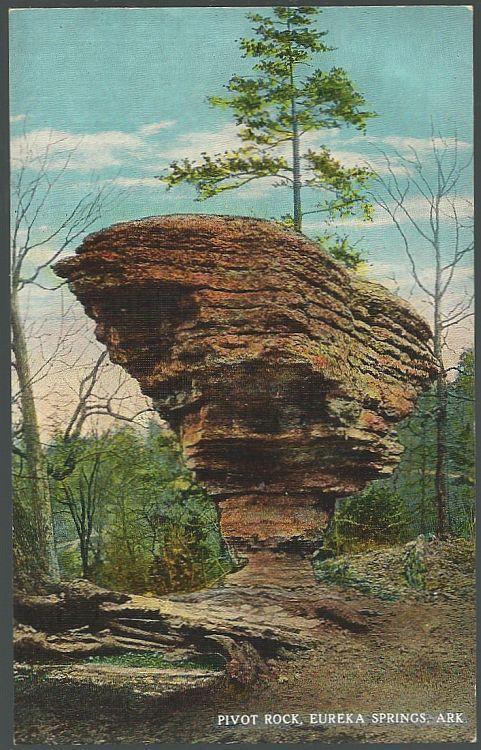 Vintage Unused Postcard of Pivot Rock, Eureka Springs, Arkansas