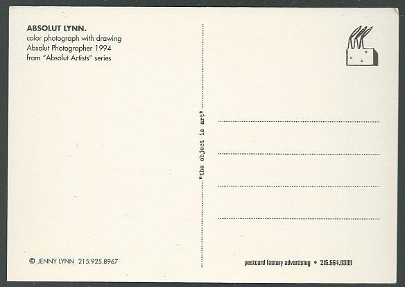 Unused Absolut Vodka Lynn Postcard Color Photograph with Drawing Artist Series