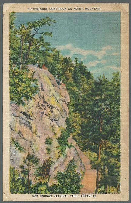 Unused Picturesque Postcard of Goat Rock, Hot Springs National Park, Arkansas